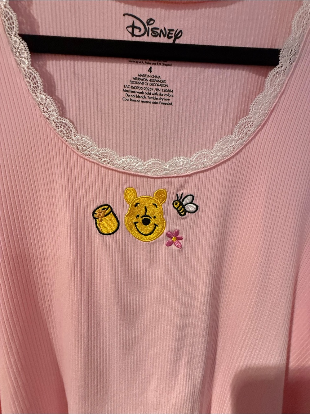 Disney Pink Winnie the Pooh Lace-Trim Tank - Picture 2 of 8